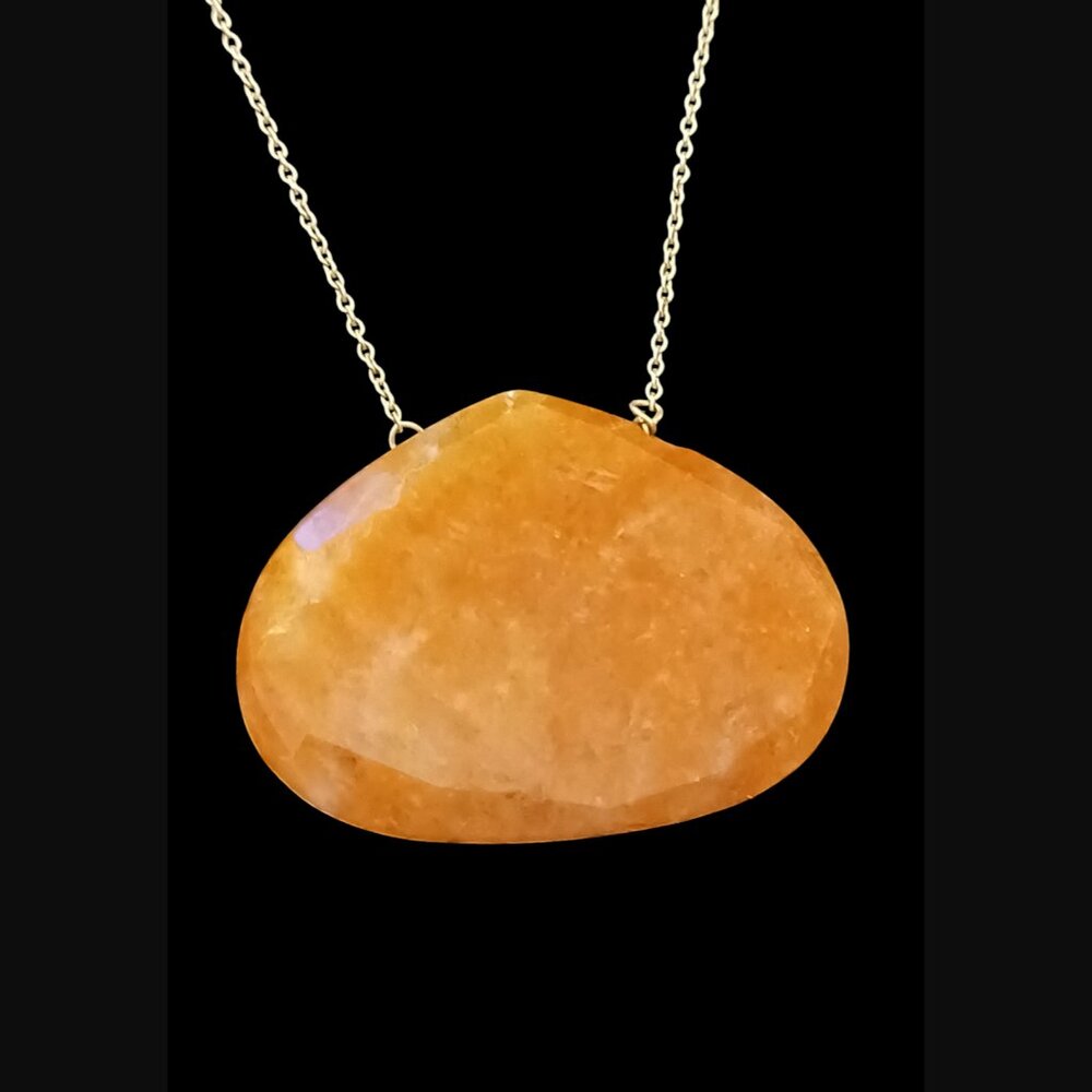 Mabel 925 Sterling Silver Natural Stone Pendant 1.75" Wide 18.25" Chain Necklace